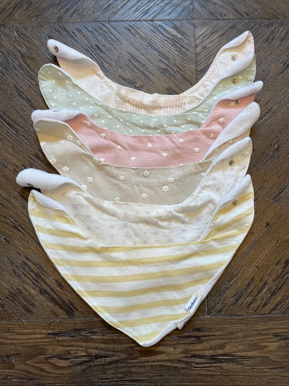Gerber Baby Bandana Bib Set in Yellow, Pink, Cream & Mint